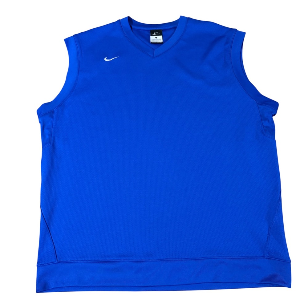 Nike Dri-FIT Sleeveless Training Shirt Mens Large Blue V-Neck Jersey 267853-493